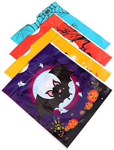 Abaodam 50 Adet Yaratıcı Cadılar Bayramı PE İpli Çanta Parti Dekoratif çanta hediye paketi Çantası (20x18cm)