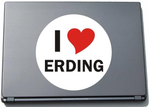 I Love Aufkleber Decal Sticker Laptopaufkleber Laptopskin 297 mm mit Stadtname ERDING