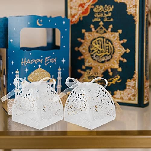 STOBOK 50 adet Eid Mubarak Şeker Çerez Kutuları Oymak Eid Mubarak Ambalaj Kutusu Oymak Düğün Favor Şeker Çikolata