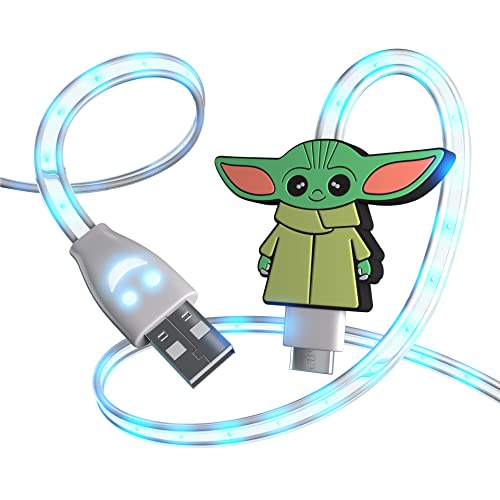 LED Akan Işıklı Bebek Yoda 3ft USB Tip-C Kablo-Samsung Galaxy S10/S10E/S9/S8 Plus, Not 10/9/8, Moto Z, LG G8 ve Daha
