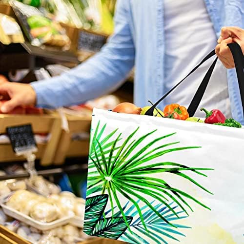 LORVIES Tropikal Yeşil Yaprak Kullanımlık Katlanabilir Dayanıklı Bakkal Alışveriş Çantası-Ağır Büyük Yapılandırılmış