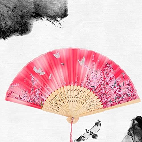 MYYEM yelpaze Bambu Antik Fan Hanfu Çin Tarzı Küçük Fan bir Gülümseme Fan Style15