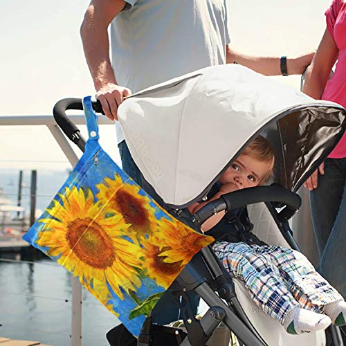 visesunny 2 Adet fermuarlı Cepli ıslak çanta Yağlıboya ayçiçeği Yıkanabilir Kullanımlık Seyahat için geniş, Plaj,